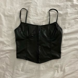 Black leather crop top